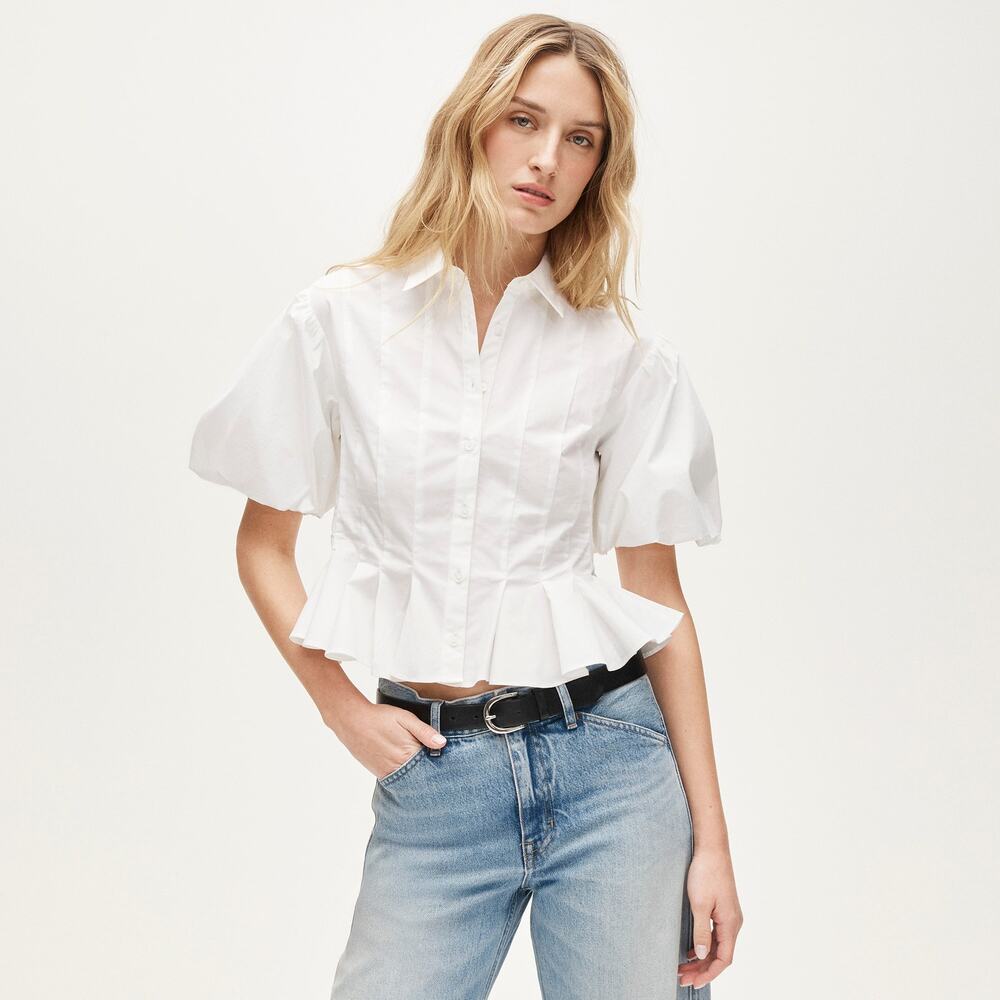 J.Crew Puff-Sleeve Button-Up Shirt White 8